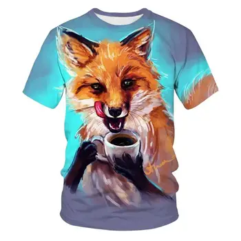 3D Print T-shirts Homens Mulheres Verão Harajuku Roupas de Hip-Hop de Moda Meninos e Meninas Tees Tops Animal Bonito Gráfico Fox T-Shirt