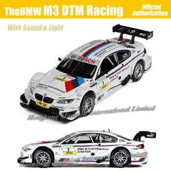 1:32 Escala Fundida em Liga Metálica de Luxo, Carro de Corrida Para TheBMW M3 DTM Veículo de Recolha de Modelo de Puxar de Volta o Som&Luz Brinquedos