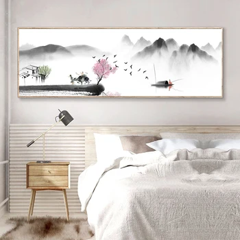 Chinês Resumo Zen Paisagem Pintura a Óleo sobre Tela de Pôsteres e Impressões de Arte de Parede Fotos de Sala de estar Decoração de Casa Sem Moldura
