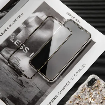 Muito Diamante de vidro temperado para iphone 11pro max 11 7 8 plus X XS max XR marca de Luxo da tela Anti-Explosão de Vidro de proteção do Filme