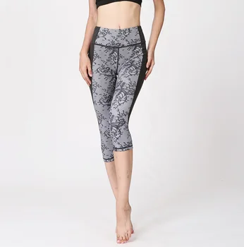 Alta Qualidade Sportswear Poliéster e Elastano Capri Leggings Personalizadas Mulher Impressão por Sublimação de Calças de Yoga