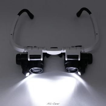 Cabeça de Óculos Lupa Lupa Com Luzes de LED 8X 15X 23X Iluminado Lupa Lupa de Reparação do Relógio da Lâmpada