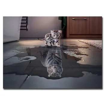 Moderno Gato e o Tigre de Pôsteres e Impressões de Arte de Parede de Lona da Pintura Nórdica Imagem de Decoração para Sala de estar Decorativa