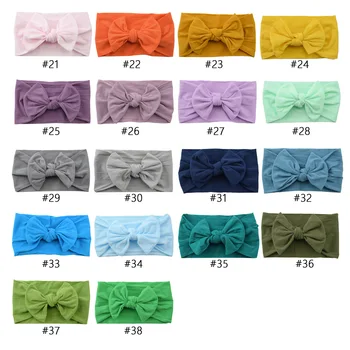38 cor Escolher 40pc/lote Acessórios de Cabelo de Nylon Sólido Cabeça Bow Headbands Crianças Meninas Muito Macio Cabeça envolve Crianças Headwear