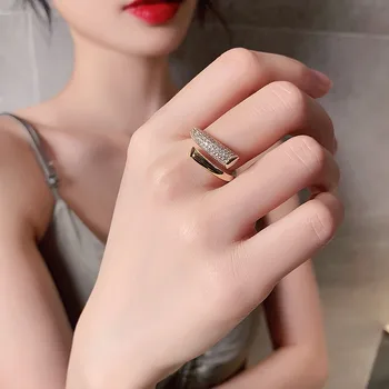 2020 novo design criativo zircão metal do Anel de abertura para a mulher moda jóias de luxo de festa sexy menina do dedo incomum anéis