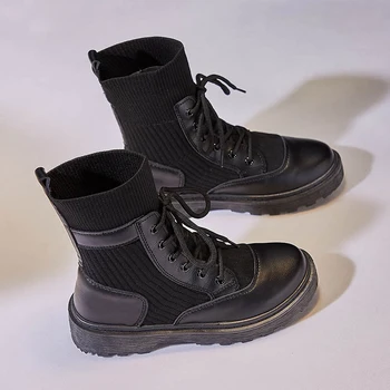 Outono E Inverno de Alta-top de mulheres casual botas Respirável Adultos Meias botas de moda Retrô antiderrapante Mulheres botas sapatos de trabalho 2020
