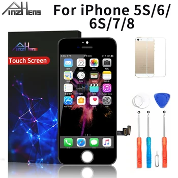 PINZHENG AAAA Qualidade do LCD Para o iPhone 5s 8 6 6 7 Tela LCD 3D de vídeo de Toque Substituto de Tela Para o iPhone 6 6s de Visualização Com a Ferramenta