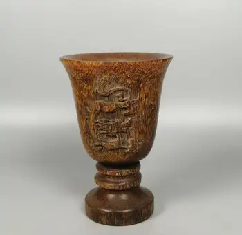 Naturais chineses antigos mão carving (chifre de rinoceronte copa ornamentos coleção