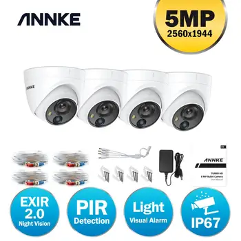 ANNKE 4pcs de 5MP Câmeras do CCTV IP67 Impermeável de Vigilância de Vídeo ao ar livre Câmera da Abóbada do Filtro de Corte de INFRAVERMELHO Camera Kit