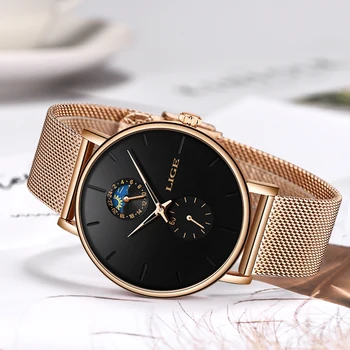LIGE Novas Mulheres Relógio de Marca de Luxo Simples de Quartzo Senhora Impermeável relógio de Pulso da Moda Feminina Casual Relógios Relógio reloj mujer 2020