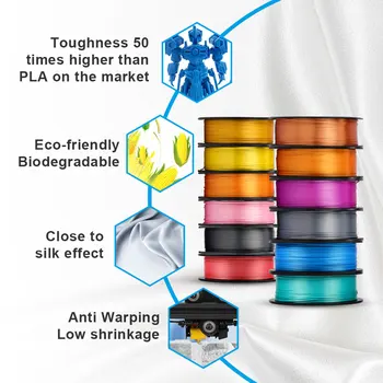 SUNLU PLA Seda Filamento de 1,75 mm 1kg de Seda Textura Impressão de Filamento Para Impressora 3D Dimensão Precisão de +/-0.02 mm