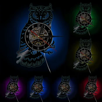 Coruja disco de Vinil de Parede Relógio de Design Moderno, de Animais de Arte Decorativo Relógio de Parede, Relógios de Parede, Relógio de Viveiro de Decoração Para Quarto de Crianças