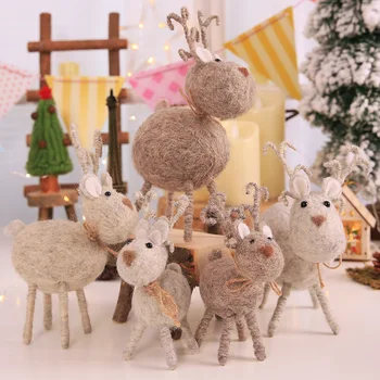 Decoração de natal Criativa de Feltro de Lã feito a mão em Cinza Escuro E Cinza Veado Boneca de Presente de Natal Decoração abc205