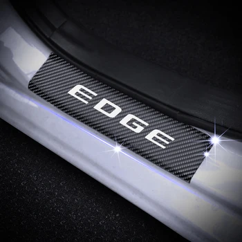 Para Ford EDGE Carro Soleira da Porta de Chinelo da Porta da Placa de Limite de Placa de Carro-Vindo Pedal de Decoração Adesivos de 4D Fibra de Carbono Vinil 4Pcs