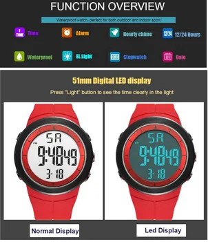 2019 OHSEN Moda LCD Digital Homens relógio de Pulso 50M à prova d'água Exército GreenOutdoor Esportes Lado masculino Relógios relógio masculino