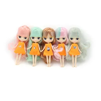 Mini blyth boneca coloridas, franjas, cabelos de nudez de fábrica boneca Adequado para diy alterar maquiagem 11cm de moda menina brinquedos