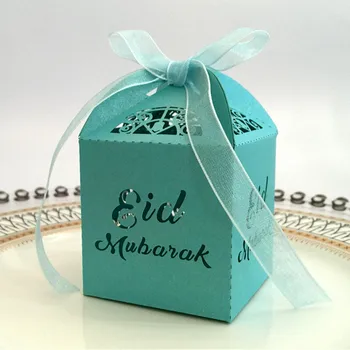 10pcs Eid Mubarak Doces Dragee Caixa de Presente Ramadã Decorações do Partido Islâmico de Decoração Diy Caixa de Papelão com Fita de Embalagem