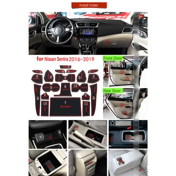 Acessórios do carro Tapete bloco de Telefone de Porta Groove Copa Nissan Sentra Facelift Pulsar Sylphy de Borracha 2016 2018 2019 B17 Adesivos