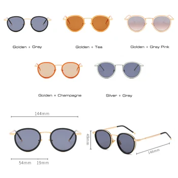 SHAUNA Vintage Mulheres Ronda os Óculos de sol Retro Clássico Geléia Quadro de Homens, Óculos de Sol UV400