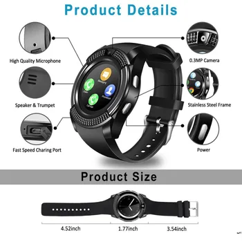 Bluetooth Smart Watch Touchscreen Relógio de Pulso Esperto Smartwatch de Fitness Tracker Câmara Pedômetro SIM Slot para Cartão TF para Android