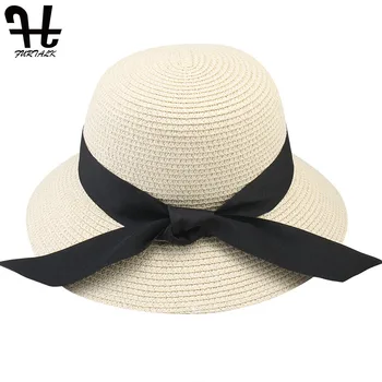 FURTALK Chapéu de Sol para as Mulheres de Verão Chapéu Panamá Feminino Proteção UV Disquete de Praia de Palha Senhoras Chapéu da Aba Larga Viagem Sol Balde Pac