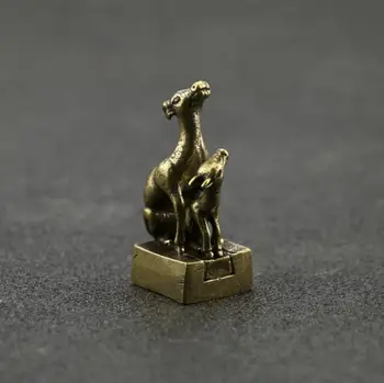 Coleção Chinês De Bronze De Animais Esculpidas Mãe E Filho Veado Selo Requintado Pequenas Estátuas