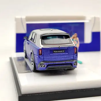 Modelo 1:64 Para o Rls~Rce SUV CULLINAN Mansory Azul c/Figura Fundido Modelo de Carro