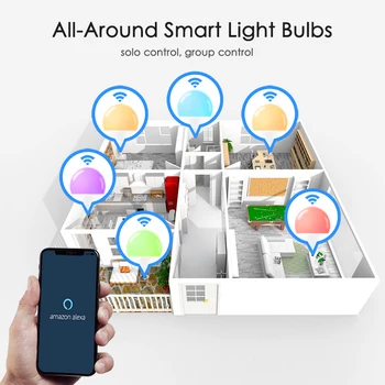 Tuya 15W wi-Fi Smart Lamp B22 E27 Dimmable do DIODO emissor de luz RGB Inteligente Lâmpada de Controlo de Voz e de Trabalhar Com Alexa Google / Home/Smart APP Vida Inteligente