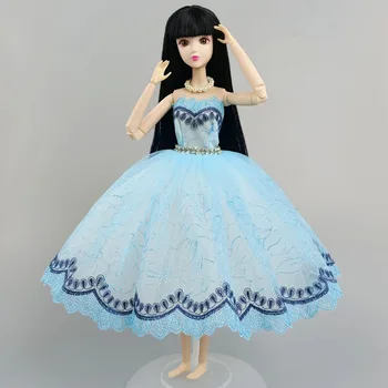 Alta Qualidade de Azul Ballet Vestido Para a Boneca Barbie com Roupas 1/6 Bonecas de Dança Acessórios Roupas 3-camada de Saia Bola Vestido de Festa de Brinquedo