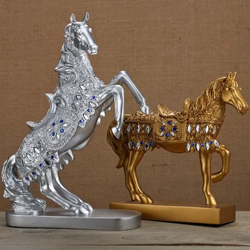 Diamante de Pé, a Cavalo, Estátua de Cavalo Arte Figura Decorativa, Casa & Decoração do Escritório Enfeites para Mesa Estante Armário do Vinho