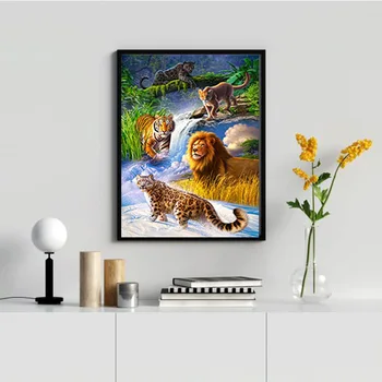 DIY 5D Diamond Painting Animal Cross Stitch Leopards Diamond Embroidery Full Round/Square Drill Craft Home Decor Manual Art Gift
