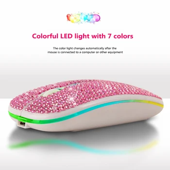2,4 G de Moda sem Fio Bluetooth Mouse VML-10 Recarregável USB RGB Luzes Coloridas em Silêncio Mouse Diamante Brilhante Office Mouse