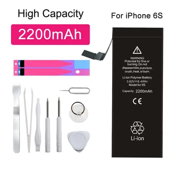Bateria de alta Capacidade Para o iPhone 6S 6GS 2200mAh Substituição de Telefone Para iPhone6S Baterias + Free Tools