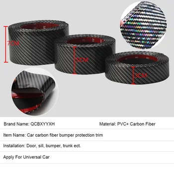 5D DIY de Fibra de Carbono de 2,5 M de Estilo Carro pára-choque Tira de Adesivo de Carro Anti-colisão Soleira da Porta Protetor de Alto brilho Envoltório de Filme Acessório