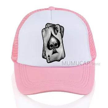 A Marca de moda de Poker cap Verão os Homens Novas Espadas de Um Crânio Interessante de Impressão em Bonés de Beisebol Casual Mulheres de Malha o tampão do trucker hat
