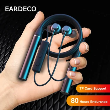 EARDECO 80 Horas de Resistência Bluetooth Fone de ouvido Decote de Graves sem Fio de Pescoço Fones de ouvido Estéreo de Fone de ouvido de Telefone, Fone de ouvido com Microfone TF