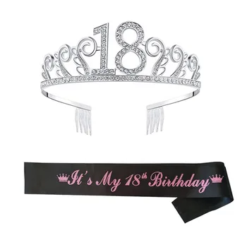 Aniversário Tiara de Coroa com Alça de Ombro Definido para a Festa de Aniversário de Suprimentos TT@88