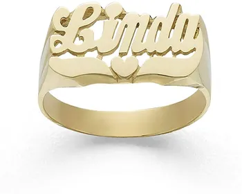 Personalizado Esculpida Nome Anéis Inicial do Nome de Anel Anéis Personalizados Banhado a Ouro 18K Anéis para as Mulheres Presentes