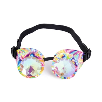 C. F. de ÓCULOS de proteção Rave Retro Steampunk Óculos de sol das Mulheres dos Homens arco-íris Óculos Óculos de Cosply Steampunk Óculos de Cristal de Vidro da Lente