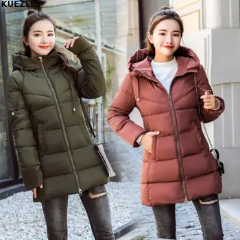 Parker coats 2020 inverno para baixo do casaco mulher parker sobretudo a médio longo do aluno slim para baixo casacos de algodão das senhoras com capuz algodão 3XL