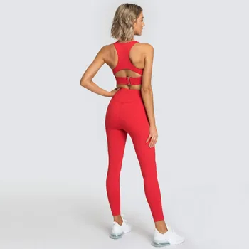 2Piece Roupas Esportivas Mulher Sportwear Yoga define Perfeita Conjunto de Ginásio Colheita Sutiã Almofada Elástica cintura alta yoga calça Ropa Roupa de mulher