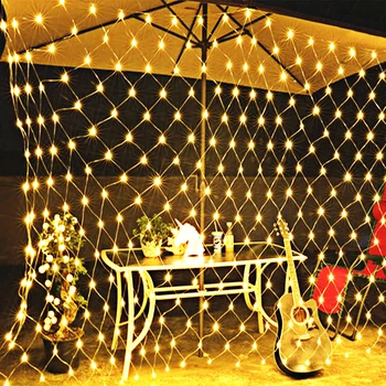 Solar Net LED Luzes de corda 8 Modos de 1.1*1,1 M 2*3M Festival de Decoração de Natal de Ano Novo Festa de Casamento Cortina de Garland Luz