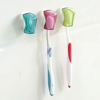 Criativo ventosa escova de dentes tampa contra poeira ventosa casa, porta-escova de dentes de 3 peças abertas e fechadas escova de dentes tampa