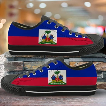 Doginthehole Lona Primavera Mulheres Vulcanizar Sapatos Haiti Bandeiras Design Leve e de Baixo Top de Apartamentos para Jovens Meninas Conforto Zapatos