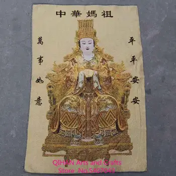 Chinês mazu baoping retrato tapeçaria de seda bordados requintados a pintura Tibetana Buda thangka
