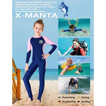 Crianças de Roupa de Menina de Retalhos pára-Sol de Manga Longa, com Protecção UV de Um Maiô de Peça traje de Mergulho de roupa de Banho de Crianças Swimwear