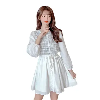 COIGARSAM Mulheres vestido de uma peça coreano Vestidos de Branco, Preto 719