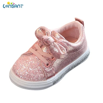 LONSANT Bebê Meninas Sapatos de Criança Calçados para Crianças bebés, Meninos Bling Lantejoulas Bowknot Cristal Executar Tênis Sapatos Para Menina