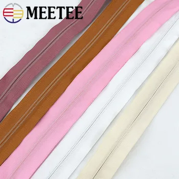 Meetee 2/4/8Meters 5# Nylon Bobina Código de Zíperes Decoração DIY de Costura Sacos de Bolsa de Vestuário de Zip Material de Acessórios Coloridos Disponível