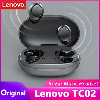 Novo Lenovo TC02 sem Fio Bluetooth 5.0 TWS Fones de ouvido IPX5 Esportes de Música hi-fi de Som Em-Orelha Fones de ouvido Smart Touch muito Tempo Player